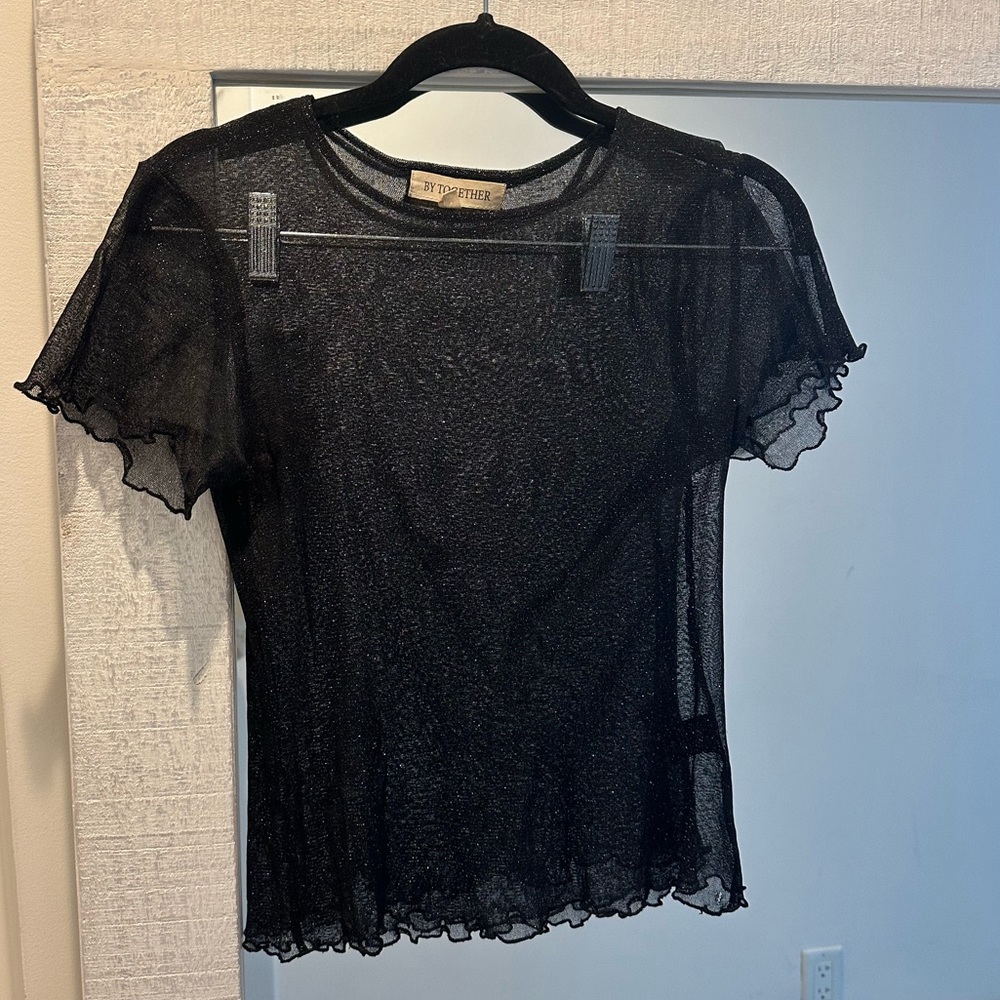 Sparkly Sheer Black Top